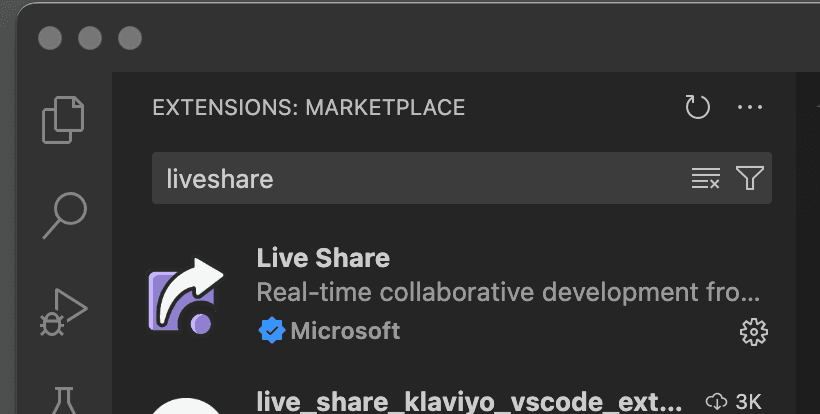 Install live share extension