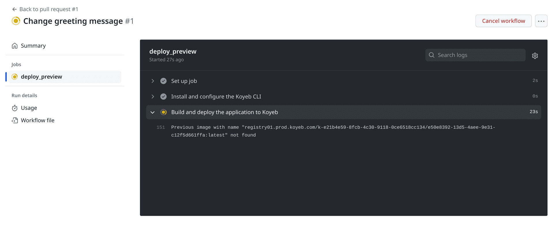 GitHub deploy action